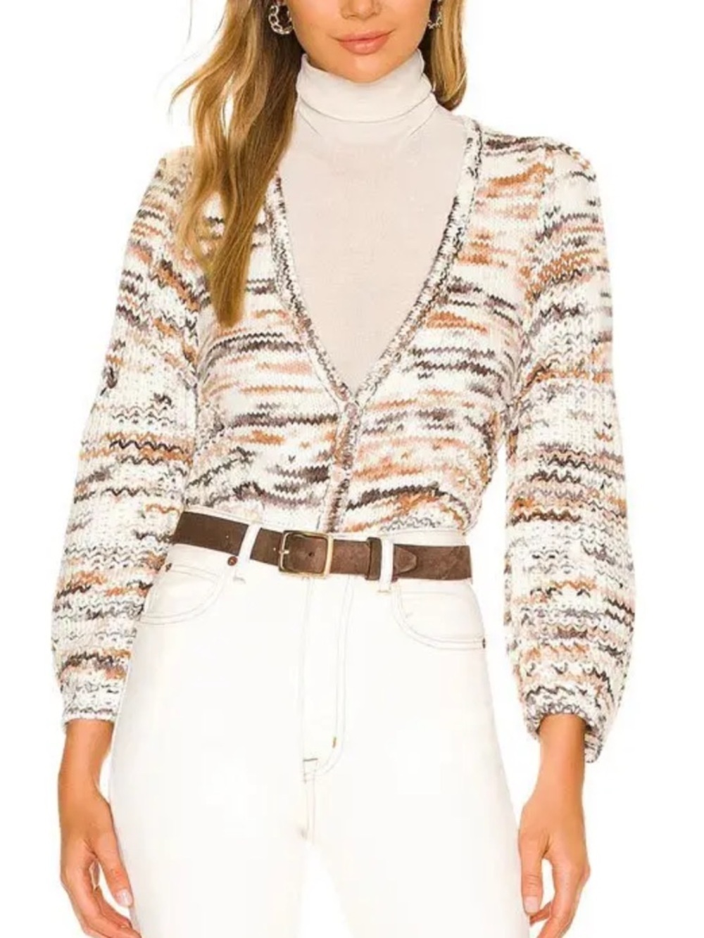 For Love and Lemons Geri cardigan V-Neck Multicolor space dye  Knit Sweater L